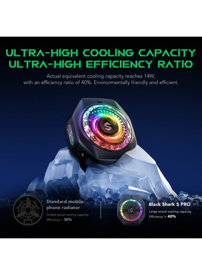 بلاك شارك مبرد الهاتف بلاك شارك FunCooler 5 Pro، طاقة TEC فائقة 35 واط، خفض درجة الحرارة بمقدار 45 درجة مئوية، تصميم ماسي، 18 ضوء RGB قابل للتخصيص، واجهة حامل للبث المباشر - أسود - Image 5